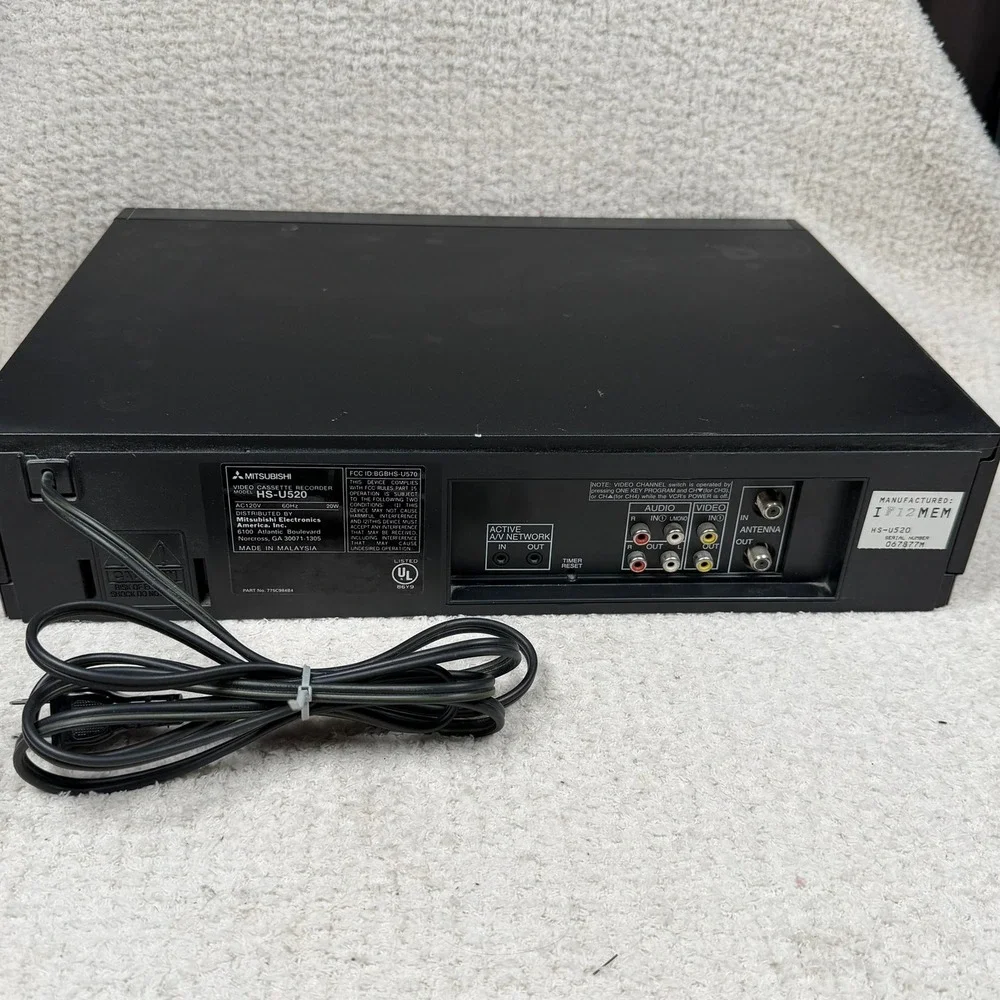 Mitsubishi HS-U520 VHS Hi-Fi Stereo Video Cassette Recorder VCR Tested No Remote